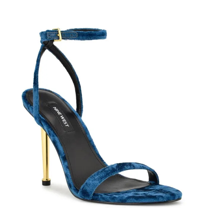 Nine West Sandals Women Reina Ankle Strap Sandals Medium Blue Velvet Nine West Sandals Women Reina Ankle Strap Sandals Medium Blue Velvet
