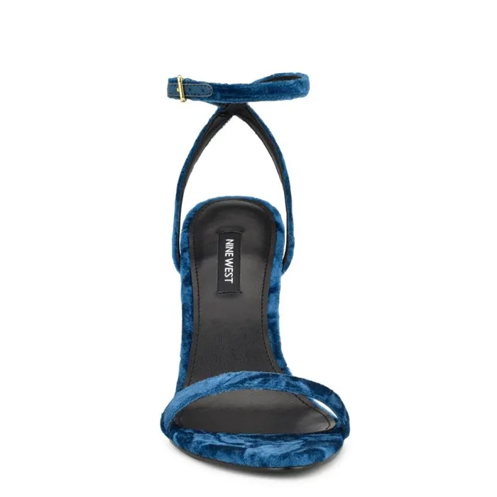Nine West Sandals Women Reina Ankle Strap Sandals Medium Blue Velvet Nine West Sandals Women Reina Ankle Strap Sandals Medium Blue Velvet