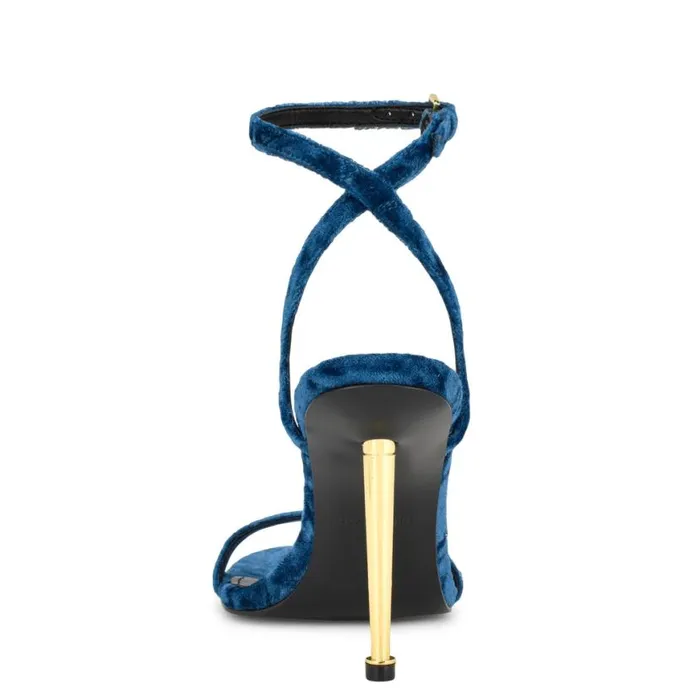 Nine West Sandals Women Reina Ankle Strap Sandals Medium Blue Velvet Nine West Sandals Women Reina Ankle Strap Sandals Medium Blue Velvet