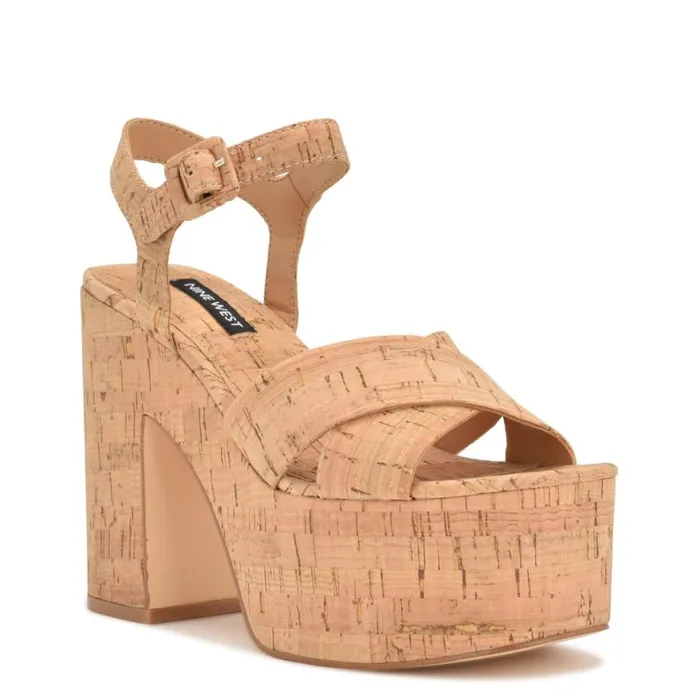 Nine West Sandals Women Rilay Platform Sandals Natural Cork
