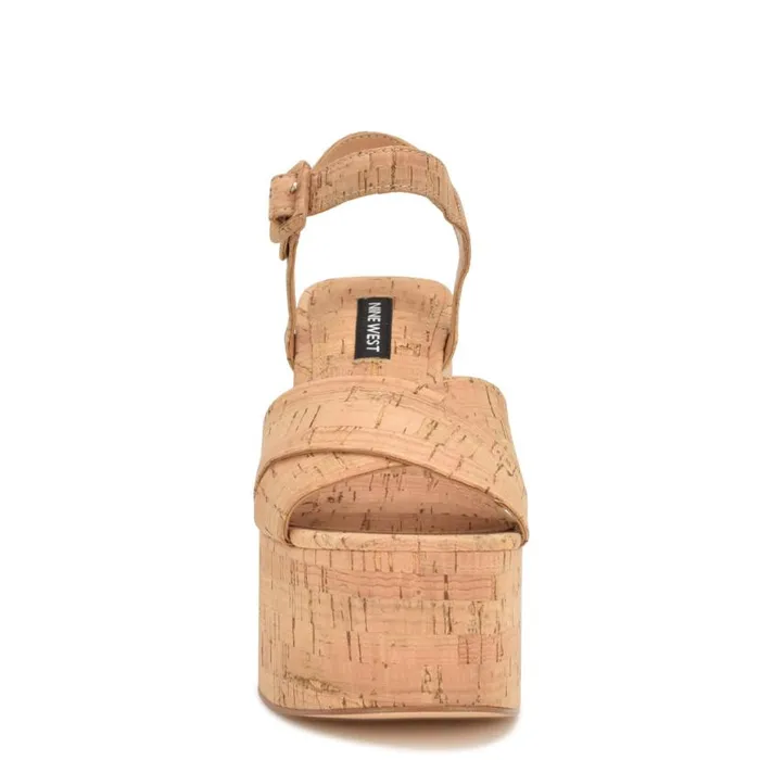 Nine West Sandals Women Rilay Platform Sandals Natural Cork