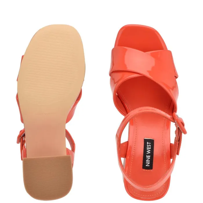 Nine West Sandals Women Rilay Platform Sandals Orange Patent Nine West Sandals Women Rilay Platform Sandals Orange Patent