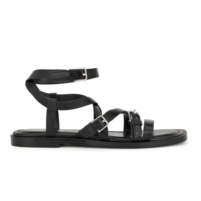 Nine West Sandals Women Rulen Flat Strappy Sandals Black
