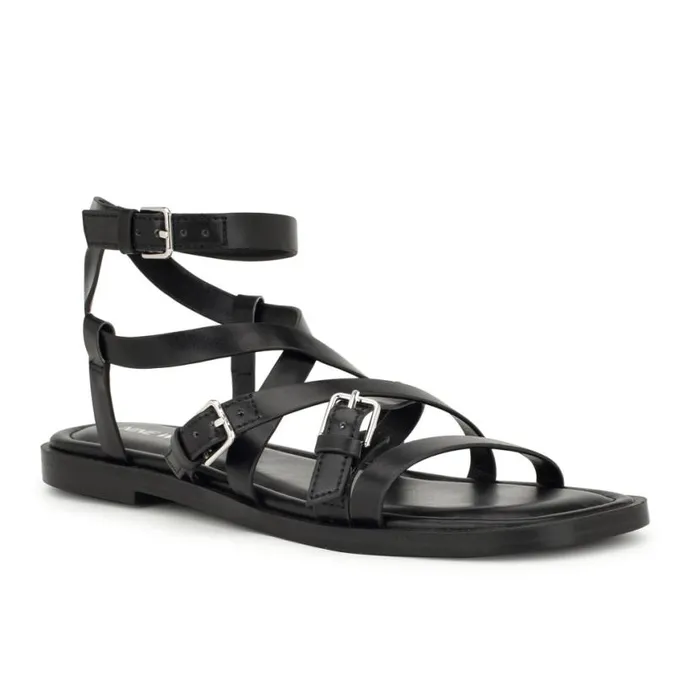 Nine West Sandals Women Rulen Flat Strappy Sandals Black Nine West Sandals Women Rulen Flat Strappy Sandals Black