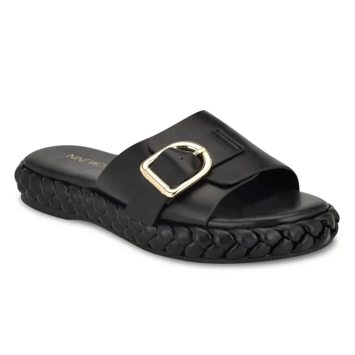 Nine West Sandals Women Shantel Casual Woven Footbed Sandals Black Nine West Sandals Women Shantel Casual Woven Footbed Sandals Black