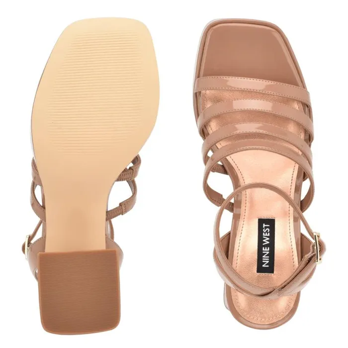 Nine West Sandals Women Teriss Strappy Platform Sandals Clay Patent
