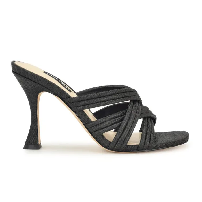 Nine West Sandals Women Tracee Heeled Slide Sandals Black