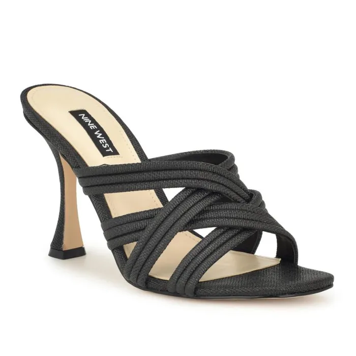 Nine West Sandals Women Tracee Heeled Slide Sandals Black