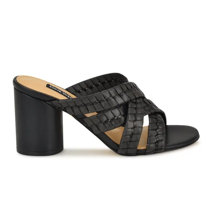 Nine West Sandals Women Wenea Strappy Heeled Slide Sandals Black