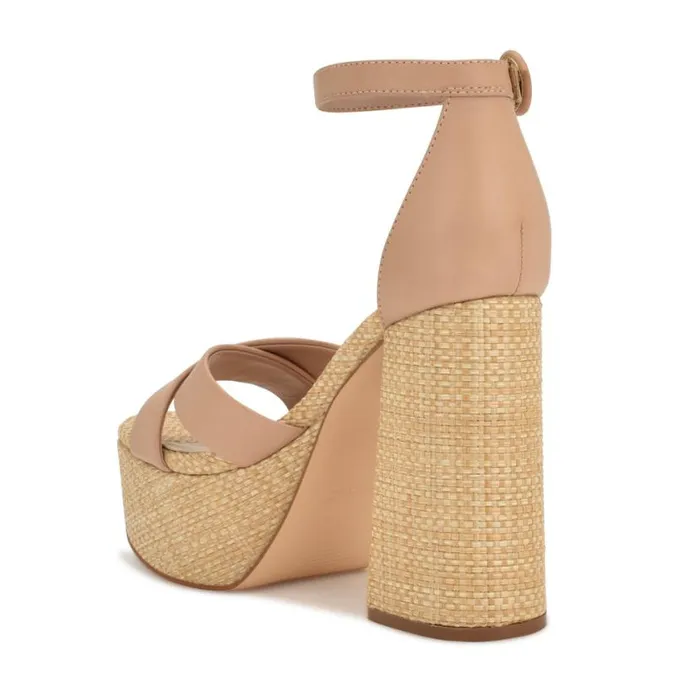 Nine West Sandals Women Willie Platform Sandals Barely Nude Raffia Nine West Sandals Women Willie Platform Sandals Barely Nude Raffia