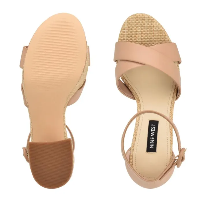Nine West Sandals Women Willie Platform Sandals Barely Nude Raffia Nine West Sandals Women Willie Platform Sandals Barely Nude Raffia