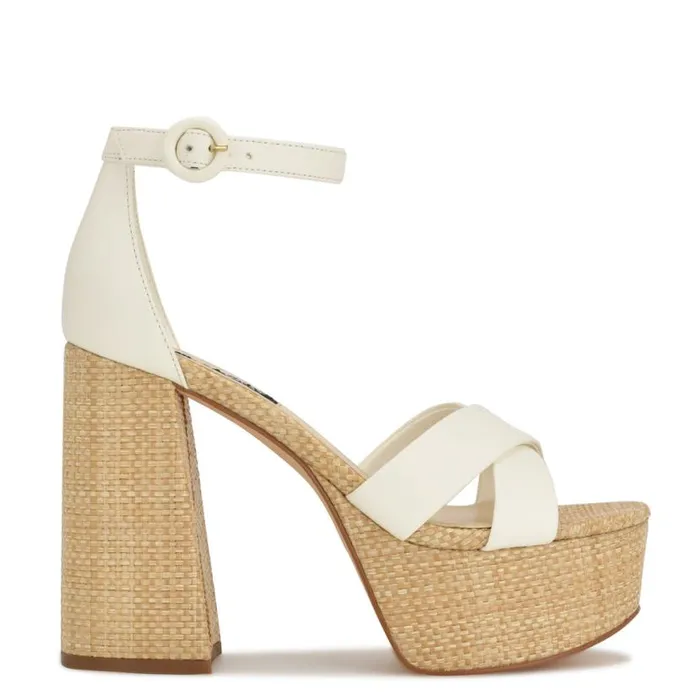 Nine West Sandals Women Willie Platform Sandals White Raffia