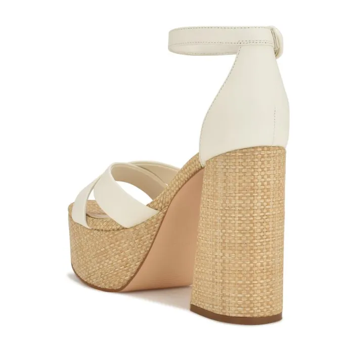 Nine West Sandals Women Willie Platform Sandals White Raffia