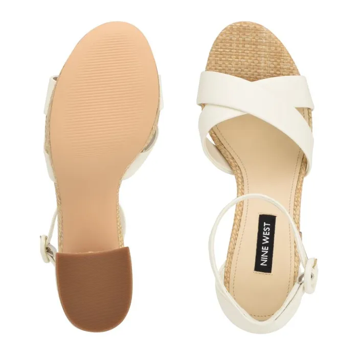 Nine West Sandals Women Willie Platform Sandals White Raffia