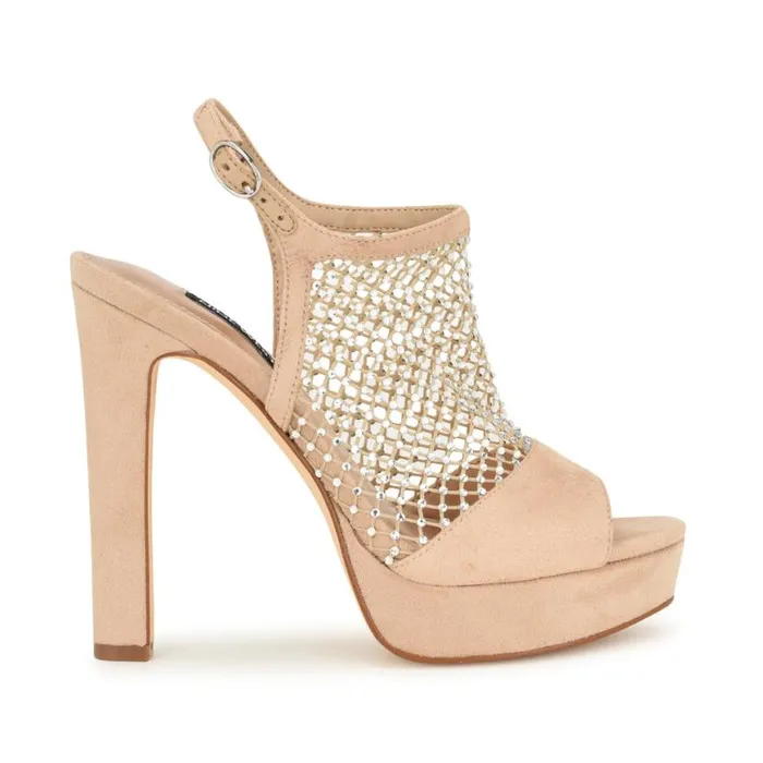 Nine West Sandals Women Wohmah Peep Toe Platform Sandals Barely Nude
