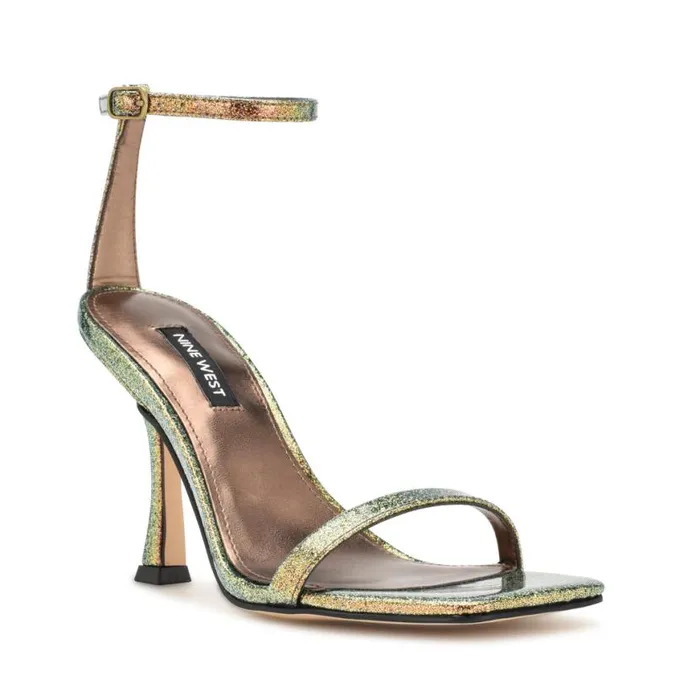 Nine West Sandals Women Yess Ankle Strap Sandals Bronze Glitter Nine West Sandals Women Yess Ankle Strap Sandals Bronze Glitter