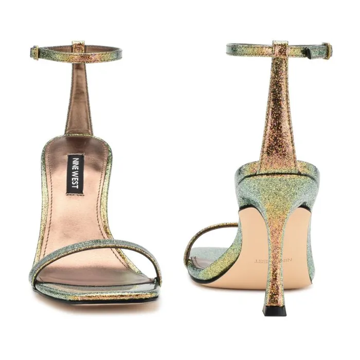Nine West Sandals Women Yess Ankle Strap Sandals Bronze Glitter Nine West Sandals Women Yess Ankle Strap Sandals Bronze Glitter