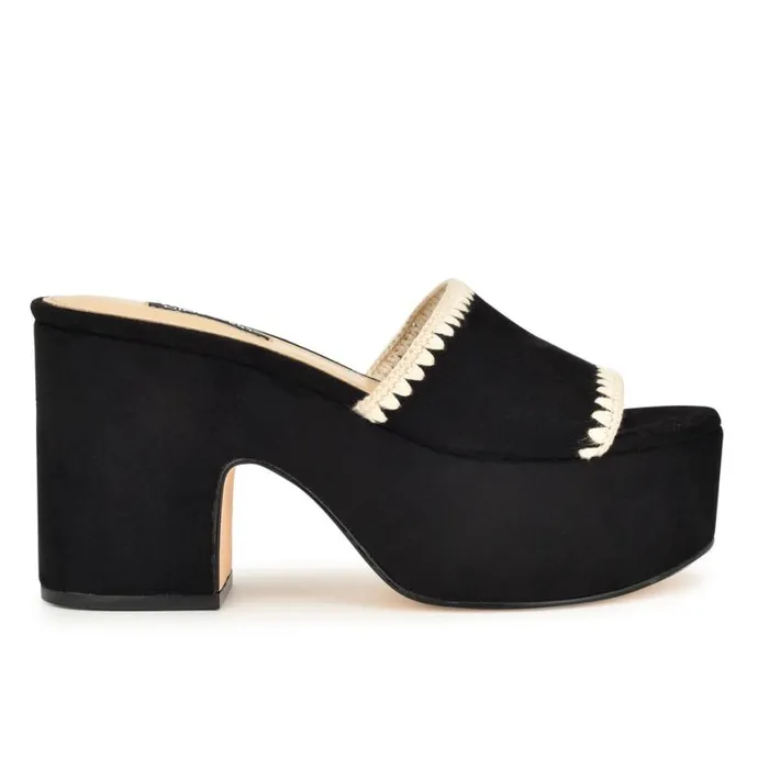 Nine West Sandals Women Yickie Platform Slide Sandals Black