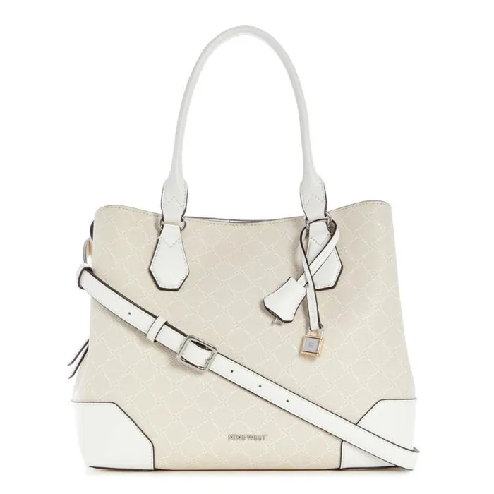 Nine West Satchels and Shoulder Bags Women Brooklyn Jet Set Carryall Cream Logo