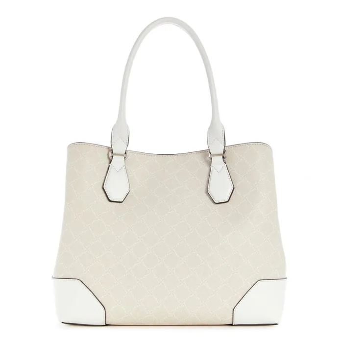 Nine West Satchels and Shoulder Bags Women Brooklyn Jet Set Carryall Cream Logo
