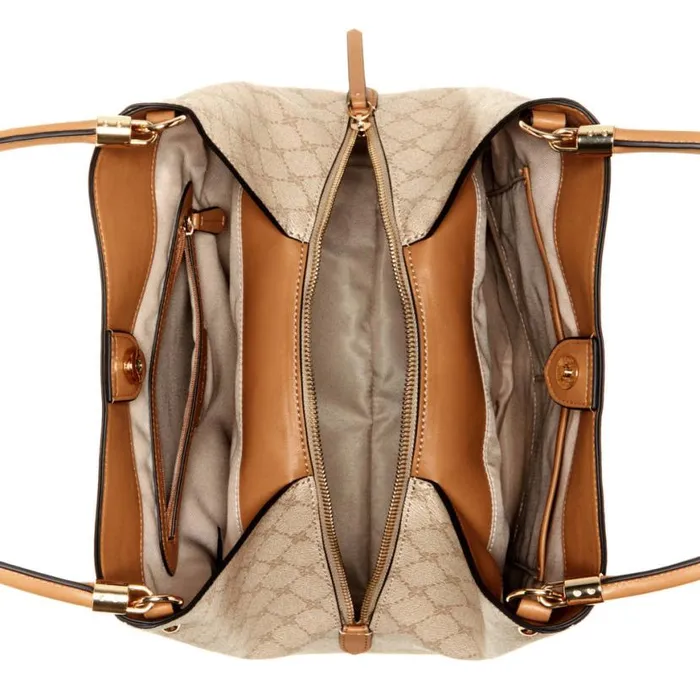 Nine West Satchels and Shoulder Bags Women Etta Jet Set Carryall Khaki Logocamel Nine West Satchels and Shoulder Bags Women Etta Jet Set Carryall Khaki Logocamel