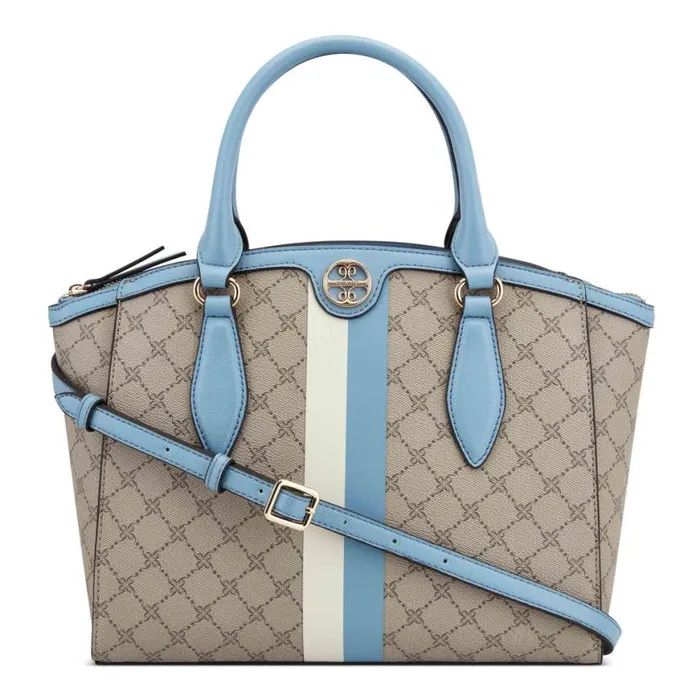 Nine West Satchels and Shoulder Bags Women Kyelle Jet Set Satchel Beige Logo Denim Nine West Satchels and Shoulder Bags Women Kyelle Jet Set Satchel Beige Logo Denim