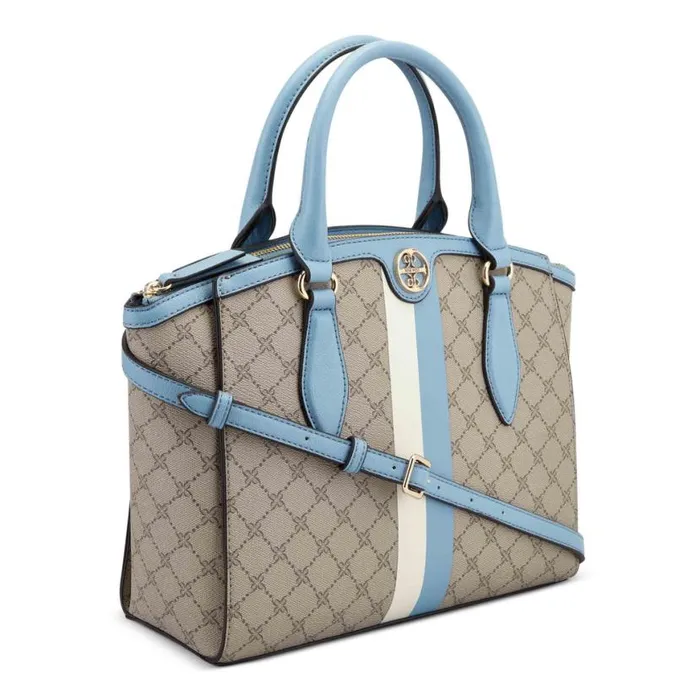 Nine West Satchels and Shoulder Bags Women Kyelle Jet Set Satchel Beige Logo Denim