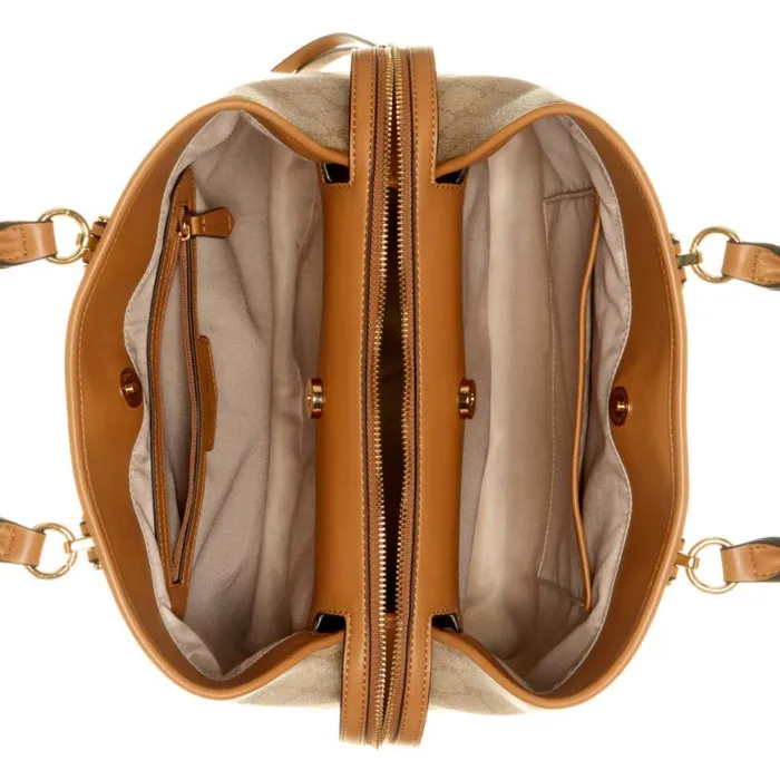 Nine West Satchels and Shoulder Bags Women Saoirse Jet Set Satchel Khaki Logocamel Nine West Satchels and Shoulder Bags Women Saoirse Jet Set Satchel Khaki Logocamel