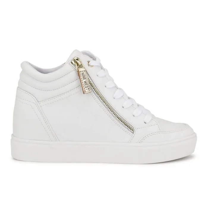 Nine West Sneakers Women Tons High Top Hidden Wedge Sneakers White