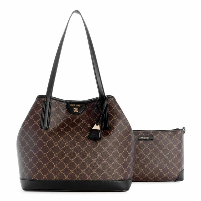 Nine West Totes and Backpacks Women Teagan 2 In 1 Tote Brown Black Logo