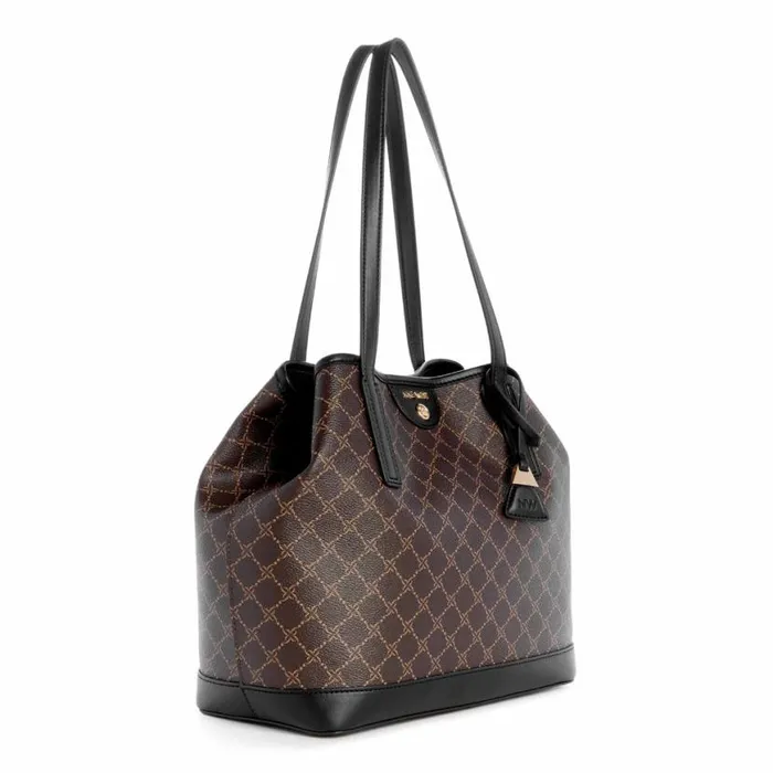 Nine West Totes and Backpacks Women Teagan 2 In 1 Tote Brown Black Logo Nine West Totes and Backpacks Women Teagan 2 In 1 Tote Brown Black Logo