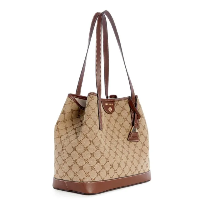 Nine West Totes and Backpacks Women Teagan 2 In 1 Tote Mocha Logomahogany Nine West Totes and Backpacks Women Teagan 2 In 1 Tote Mocha Logomahogany
