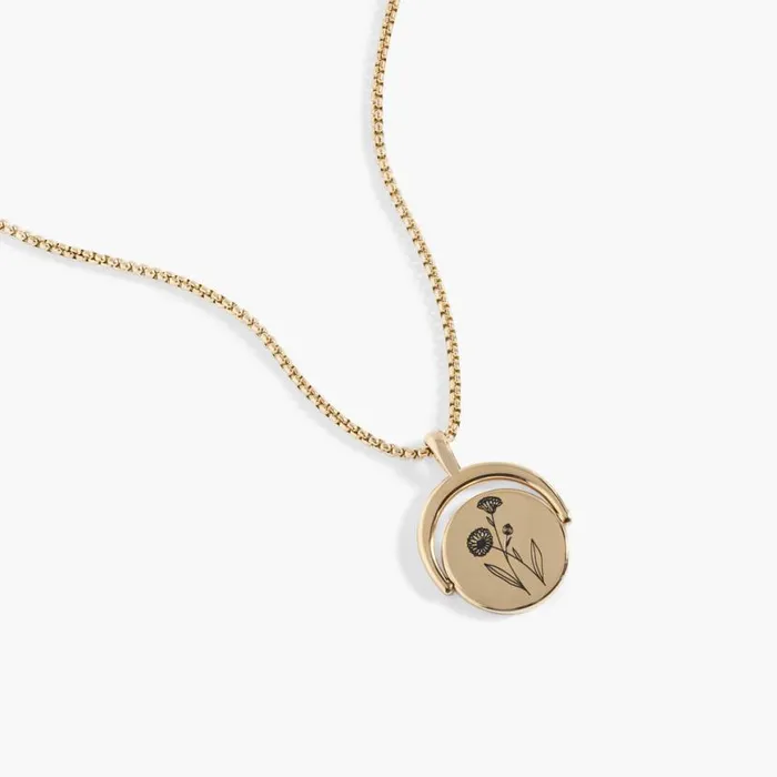 October Birthstone And Flower Flip Charm Necklace Stainless Steel Gold Women Alex And Ani Flower October Birthstone And Flower Flip Charm Necklace Stainless Steel Gold Women Alex And Ani Flower