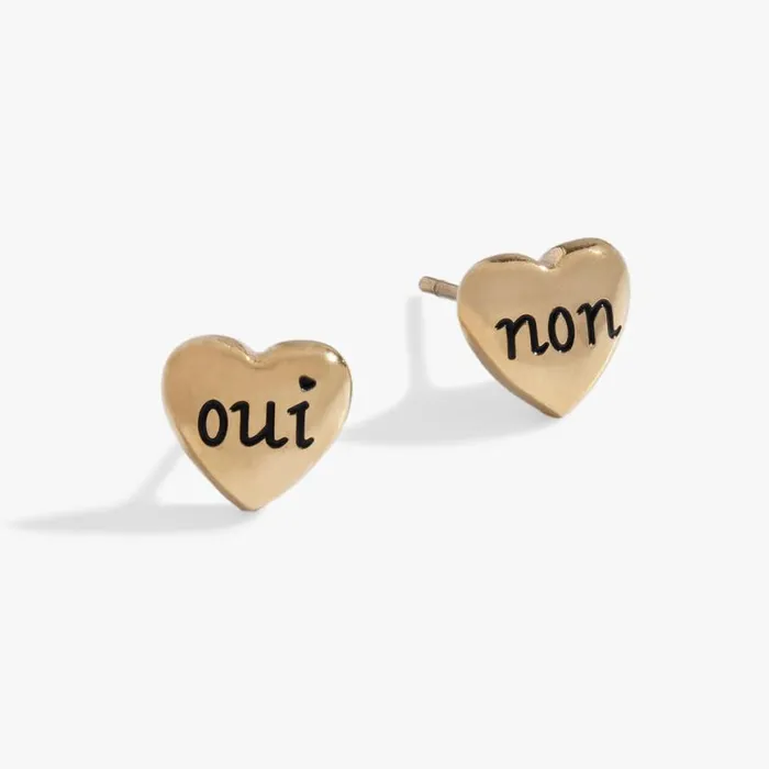 Oui and Non Heart Stud Earrings Stainless Steel Gold Women Alex And Ani Earrings Oui and Non Heart Stud Earrings Stainless Steel Gold Women Alex And Ani Earrings