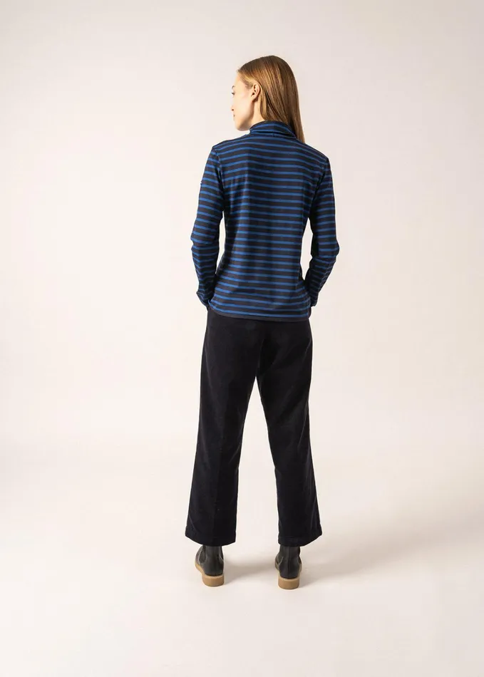 Oural Turtleneck Striped Shirt Stretch Fabric Navyroyalblue Women Saint James Aw24