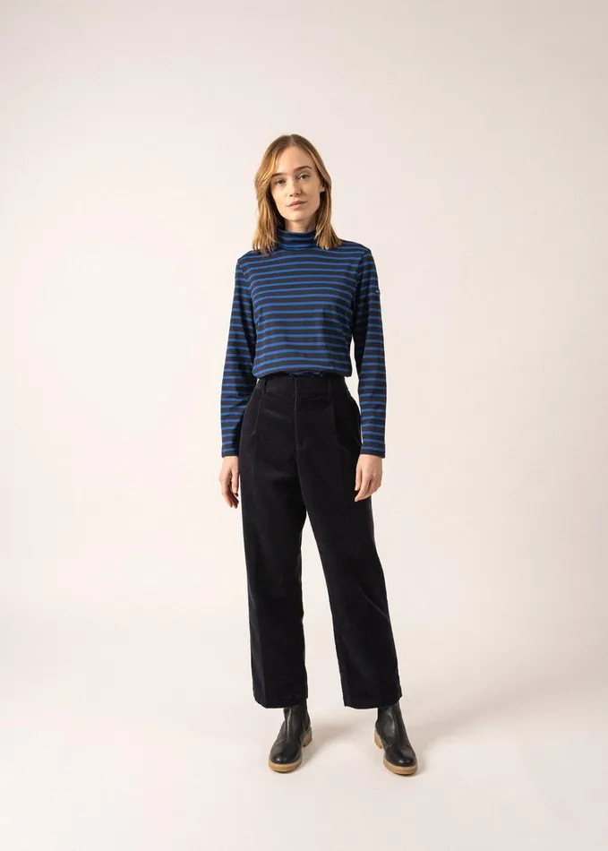 Oural Turtleneck Striped Shirt Stretch Fabric Navyroyalblue Women Saint James Aw24