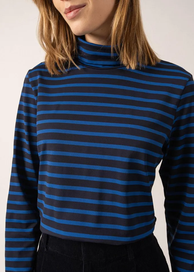 Oural Turtleneck Striped Shirt Stretch Fabric Navyroyalblue Women Saint James Aw24