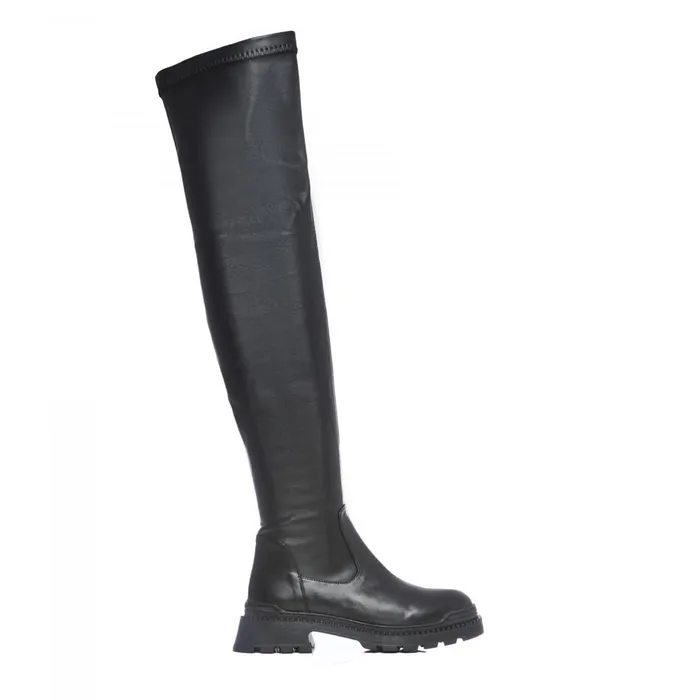 Over The Knee Boots Women Moda In Pelle Bsoleful B Stari Black Leather