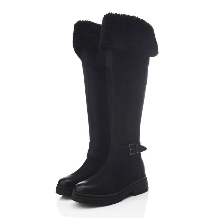 Over The Knee Boots Women Moda In Pelle Indiie Black Nubuck