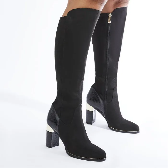 Over The Knee Boots Women Moda In Pelle Shaina Black Alcantara