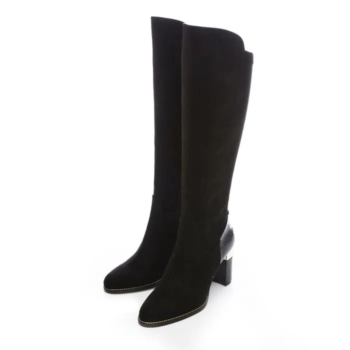 Over The Knee Boots Women Moda In Pelle Shaina Black Alcantara