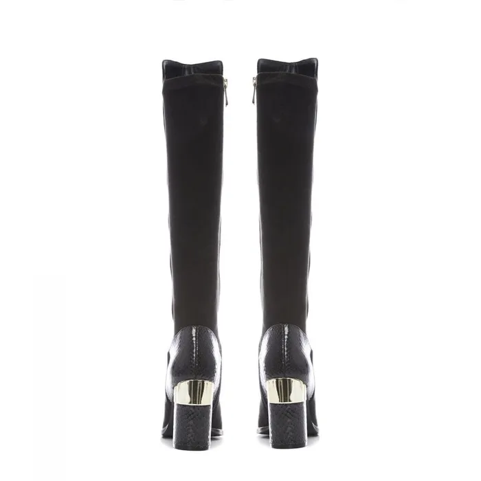 Over The Knee Boots Women Moda In Pelle Shaina Black Alcantara