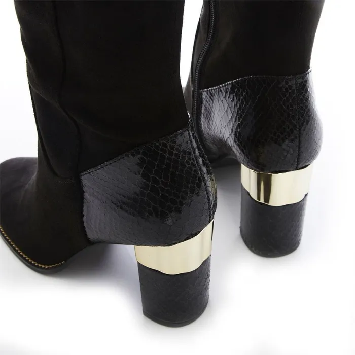 Over The Knee Boots Women Moda In Pelle Shaina Black Alcantara