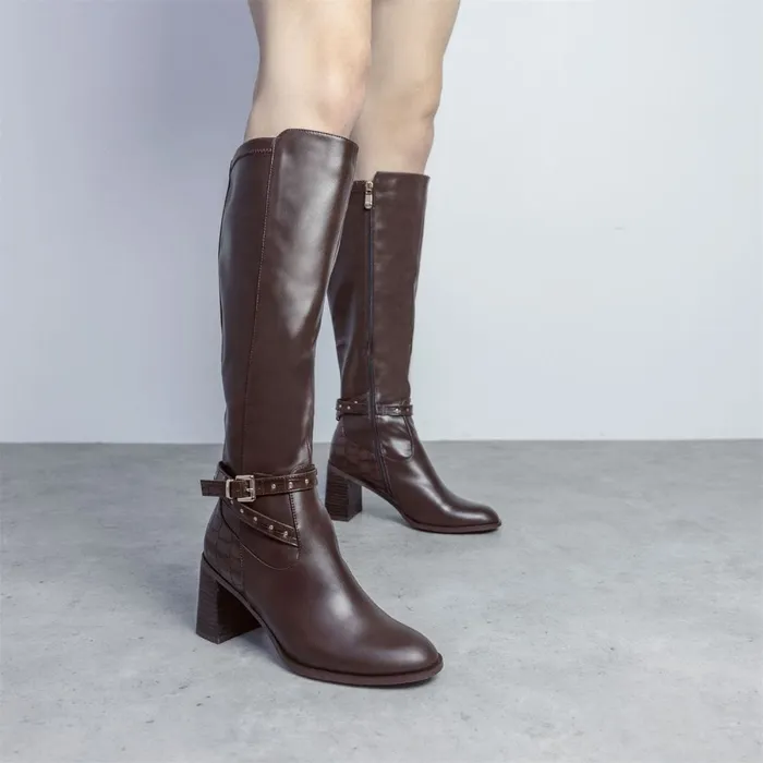Over The Knee Boots Women Moda In Pelle Umah Brown Snake Print