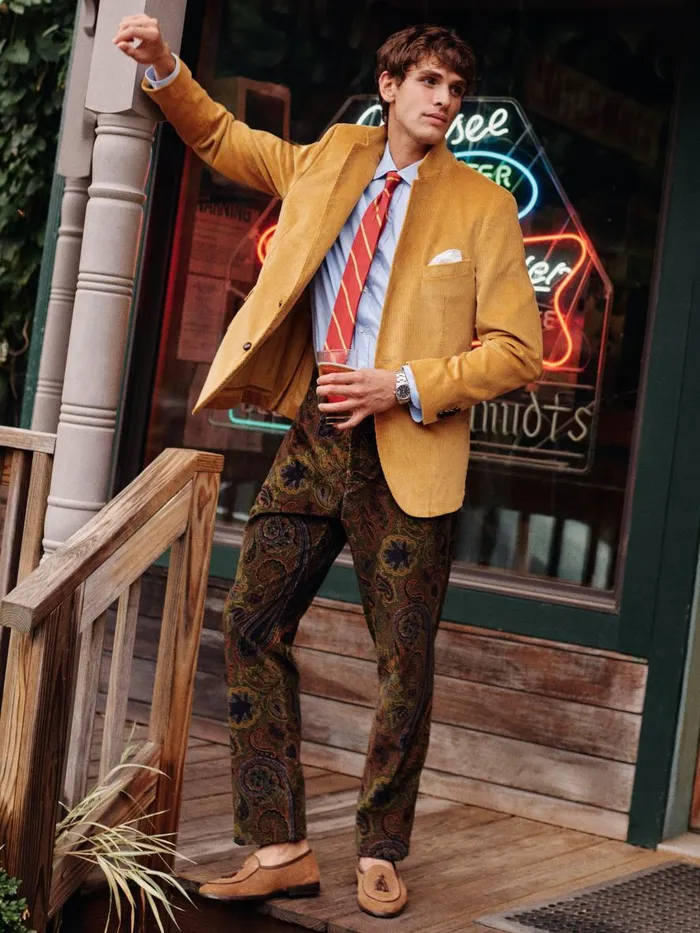 Pants Men JMcLaughlin Oxford Pants In Paisley Redgreenyellow