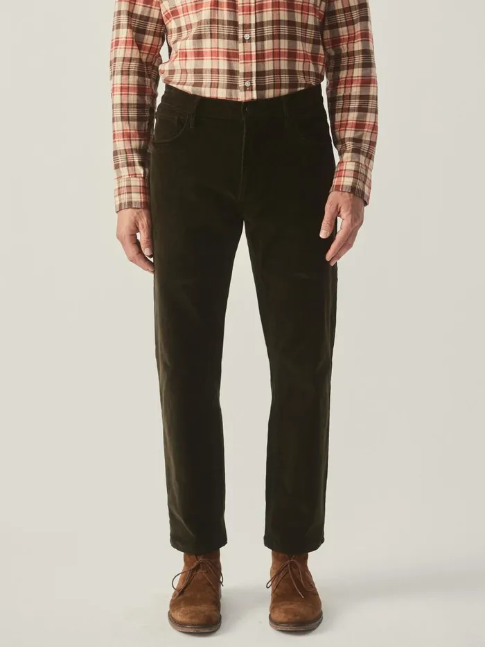 Pants Men JMcLaughlin Parker 5Pocket Straight Pants In Italian Stretch Cord Moss