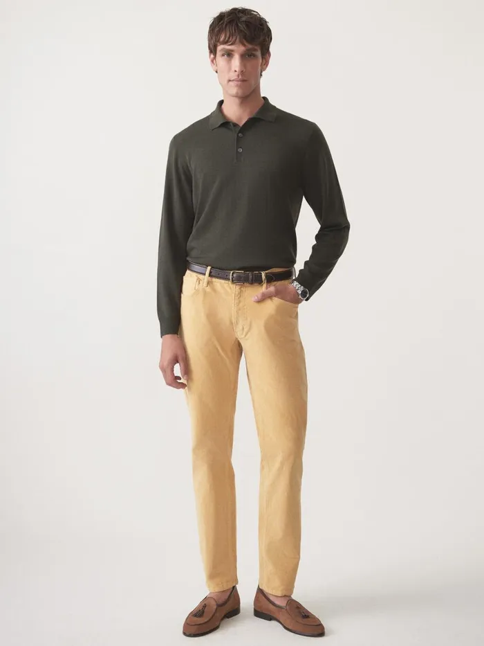 Pants Men JMcLaughlin Parker 5Pocket Straight Pants In Italian Stretch Cord Ochre