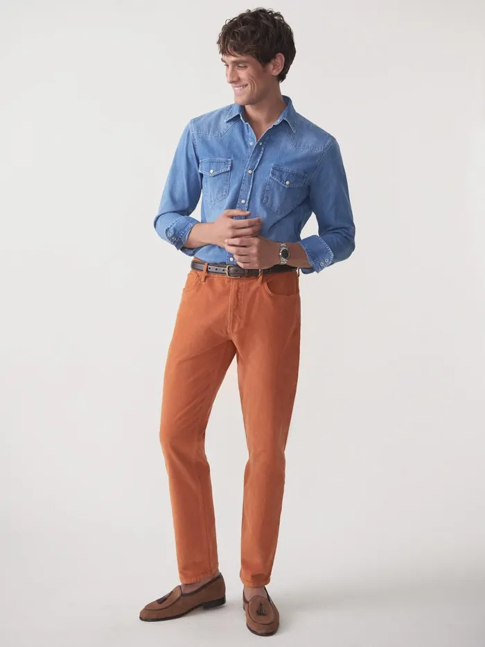 Pants Men JMcLaughlin Parker 5Pocket Straight Pants In Italian Stretch Cord Rust Pants Men JMcLaughlin Parker 5Pocket Straight Pants In Italian Stretch Cord Rust