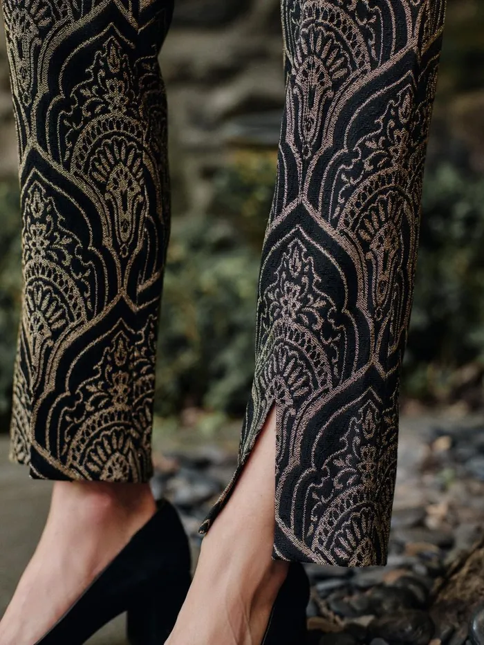 Pants Women JMcLaughlin Grier Pants In Persian Paisley Jacquard Blackgold Pants Women JMcLaughlin Grier Pants In Persian Paisley Jacquard Blackgold