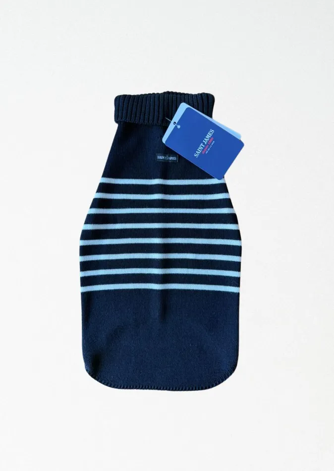 Parisian Pup Sweater Authentic Breton Striped Sweater For Dogs Wool Blend Navyivory Saint James Accessories For Dogs